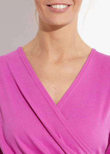 Robe cache coeur jersey cotelé Essentiel Fuchsia