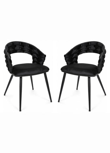Set 2 Fauteuils en velours design SAWYER Noir