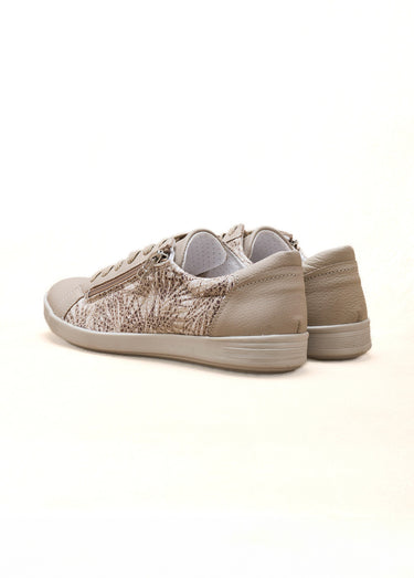 Baskets cuir zippées grande largeur Imprime Beige