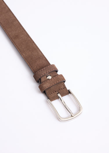 Ceinture cuir suédé et boucle métallisée Marron