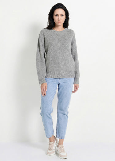 Pull chaud côtelé avec laine et fibres recyclées Gris Chine
