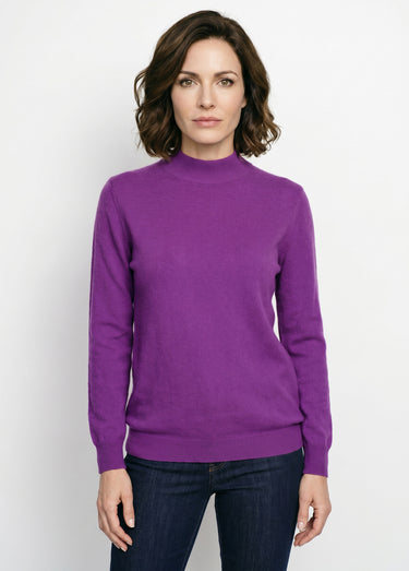 Pull chaud col montant avec laine et angora Aubergine