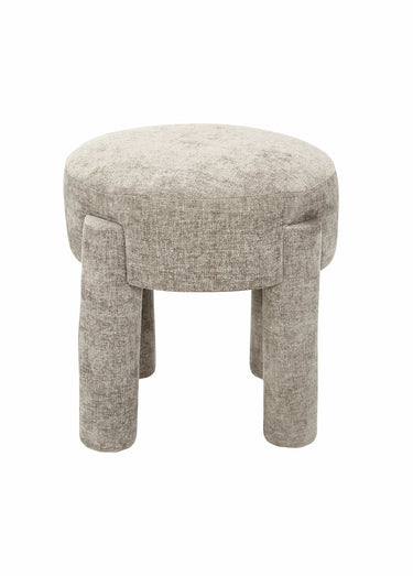 Tabouret en maille chenille et bois 1B Taupe