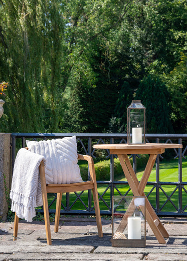 Table basse ronde pliante, bois de teck Naturel