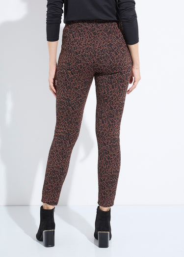 Legging imprimé léopard taille élastiquée Marron/Noir