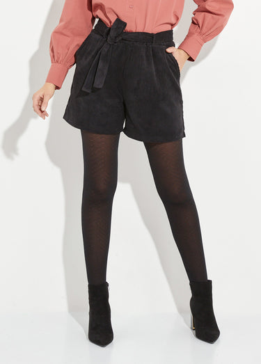 Short en velours à grosses cotes Noir