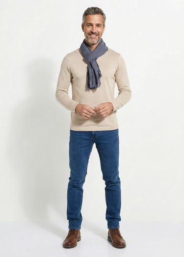Foulard type chèche avec petites franges Bleu