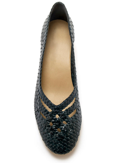 Escarpins cuir tressé largeur confort Marine