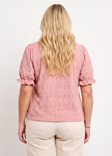 T-shirt cache-coeur blousant broderie Rose