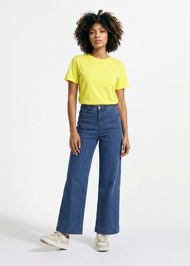 T-shirt pur coton col rond, essentiel Jaune
