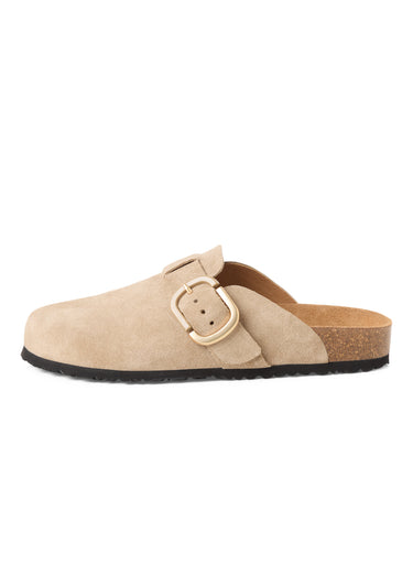 Mules en cuir avec semelle anatomique Taupe