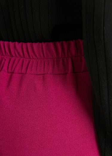 Pantalon large taille semi élastiquée uni Cassis