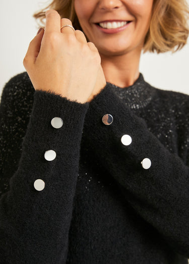 Robe pull courte brillante maille poilue Noir