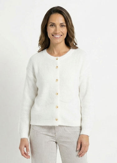 Gilet col rond en maille avec laine Blanc