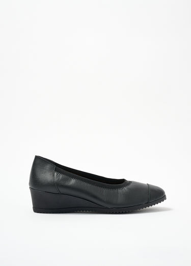 Ballerines compensées grande largeur cuir Noir