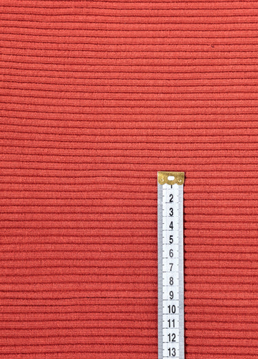 Coupon tissu habillement, maille cotelée Terracotta