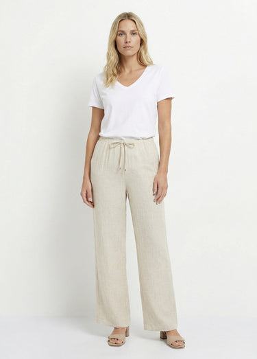 Pantalon tailleur rayé aspect irrégulier Beige