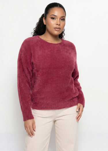 Pull côtelé col rond sans emmanchures boîte Bordeaux