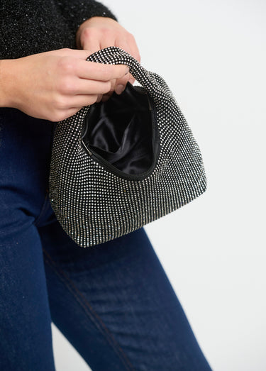 Petit sac à main chic en maille strass Noir