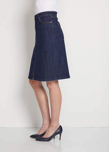 Jupe trapèze en jean stretch Indigo