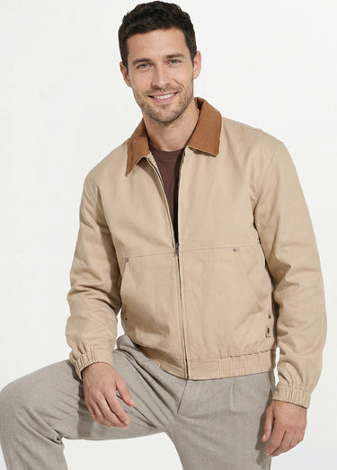 Veste casual zippée en toile coton Camel