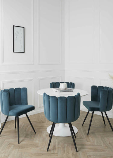 Chaises velours dossier capitonné 1G Bleu Canard