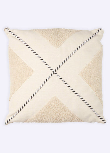 Coussin déco carré en maille bouclette Blanc