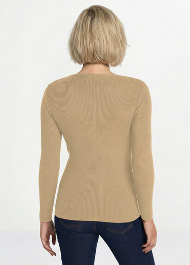 Pull chaud col rond laine mérinos Camel