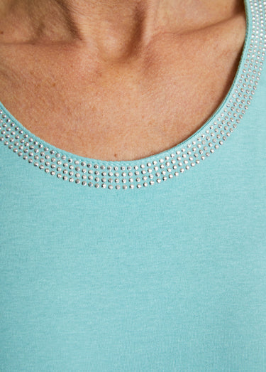 T-shirt manches courtes fantaisie cloutée Aqua