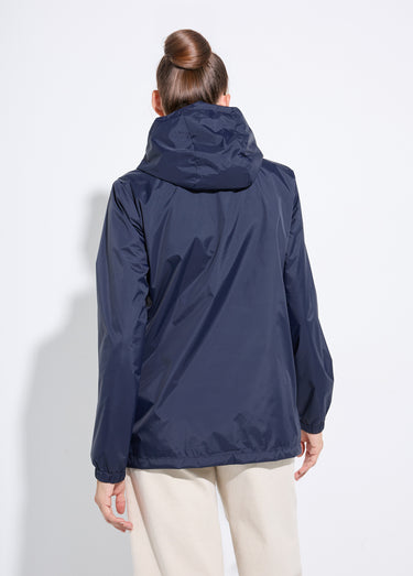 Coupe-vent déperlant à capuche, poches raglan Marine