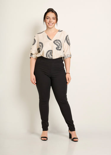 Pantalon extensible taille élastiquée Noir