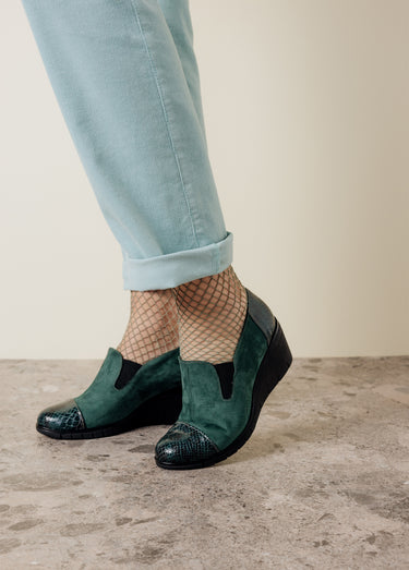 Mocassins compensés largeur confort élastiqués Vert