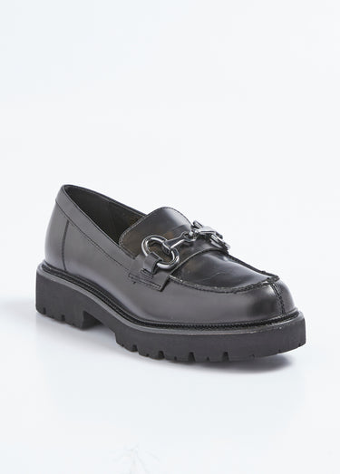 Mocassins cuir mors métal et semelle crantée Noir