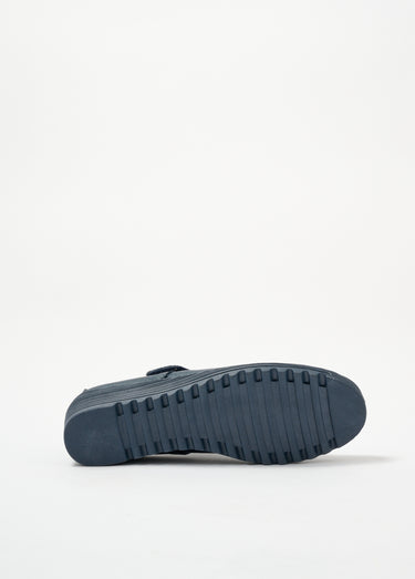 Sandales en cuir ajouré avec scratch Bleu