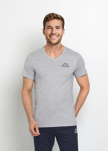 T-shirt col V manches courtes foncés Gris