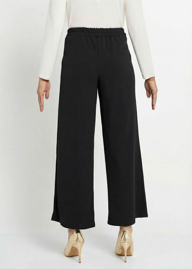 Pantalon large maille détail chic métal Noir