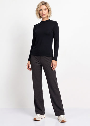 Pantalon droit taille semi élastiquée Uni Gris