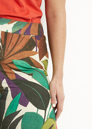Pantalon large taille élastiquée imprimé Multicolore