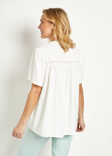 Chemiser boutonné uni ample Ecru