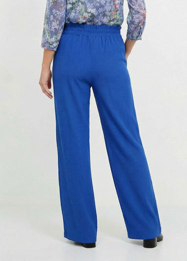 Pantalon vert large taille élastiquée maille relief Bleu Dur