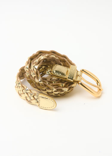 Ceinture fine tressée métallisée Dore