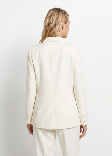 Veste tailleur unie fluide double boutonnage Ivoire