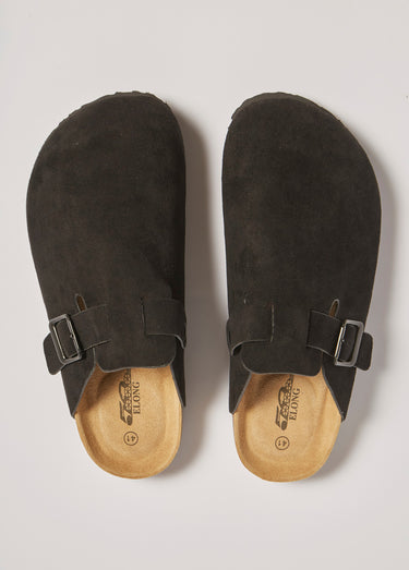 Mules en suédine avec boucle métal Noir