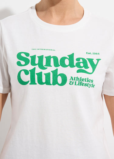 T-shirt blanc inscription Sunday Club Blanc / Vert