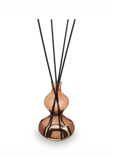 Diffuseur verre coloré + batonnets bois Ambre