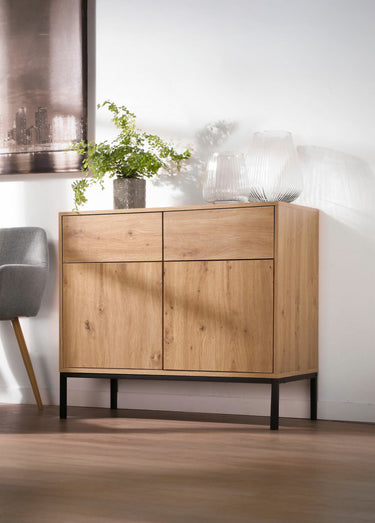 LENNY Buffet 2 portes système push/pull Chêne