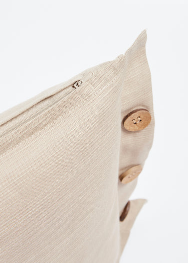 Coussin coton/lin avec boutons fantaisie Ecru