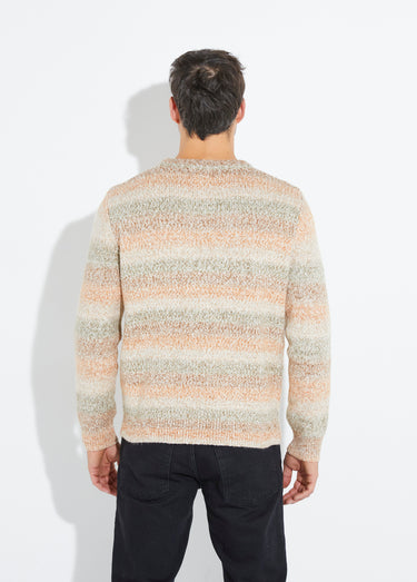 Pull rayures fantaisie avec col rond Beige