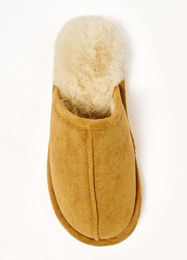 Chaussons fourrés chauds en suédine Camel