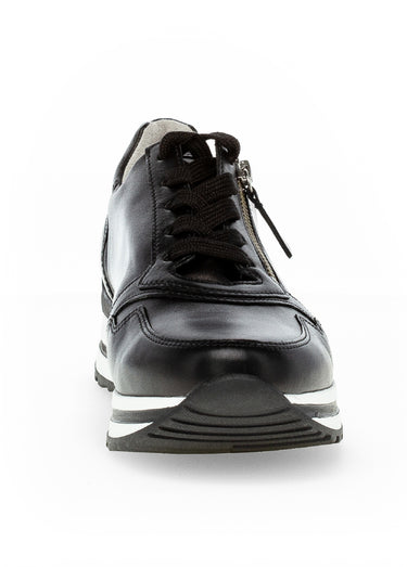 Baskets joggers compensées cuir lisse Noir